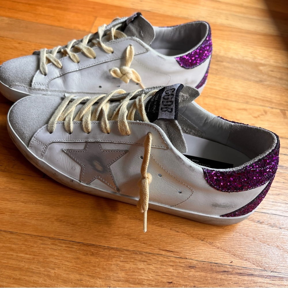 Golden Goose Superstar Sneakers with Pink Glitter